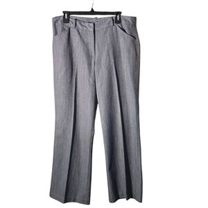 Worthington Petite Modern Fit Gray White Pinstripe Wide-Leg Trousers Women's 14P